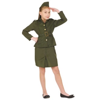 Girls 40s WW2 Army Girl Uniform Costume