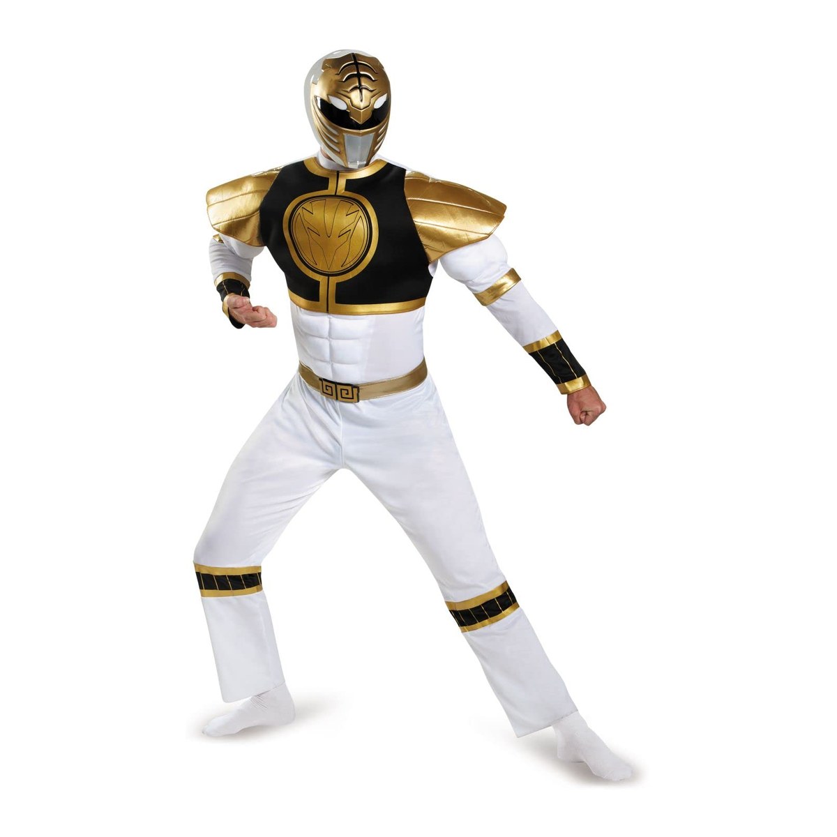 Mens Power Rangers White Ranger Muscle Costume