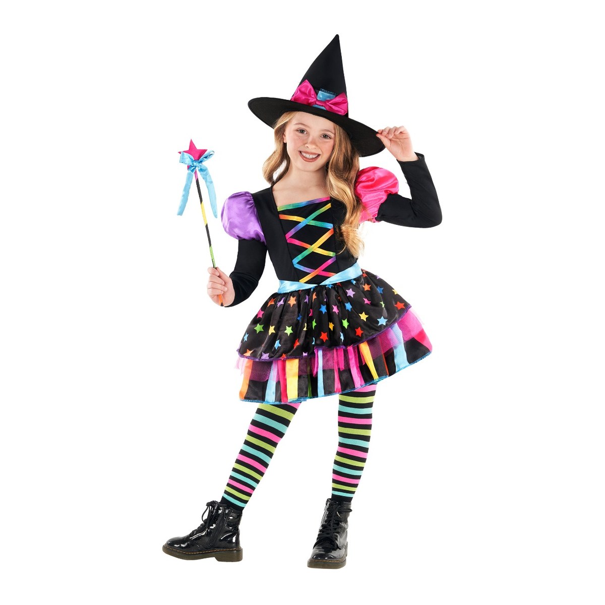 Girls Rainbow Star Witch Costume