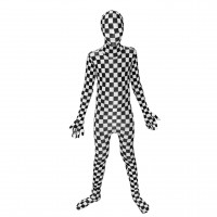Kids Black and White Check Morphsuit