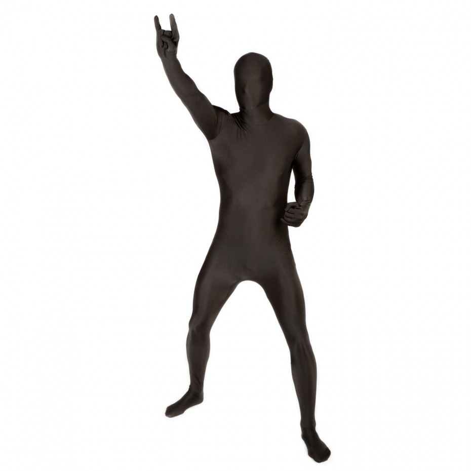 Adult wearing a black Morphsuit