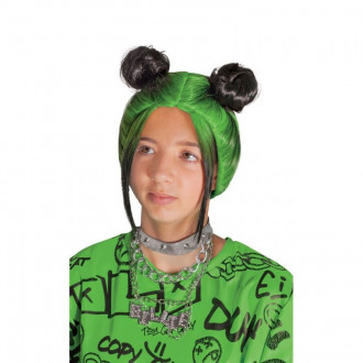 Official Billie Eilish Double Bun Kids Green Wig