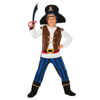Kids Blue Stripe Pirate Costume