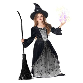 Kids Bat Witch Costume Grey