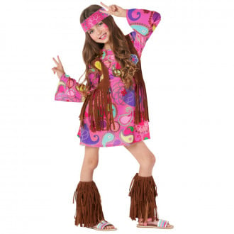 Kids Pink Hippie Girl Costume