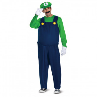 Mens Deluxe Nintendo Super Mario Bros Luigi Costume