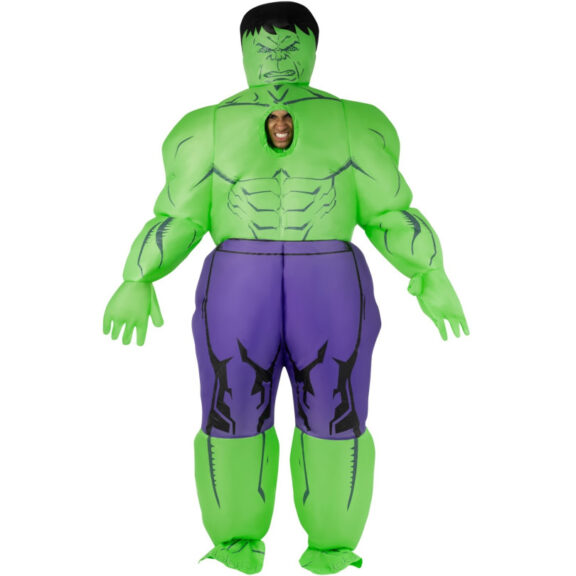 Giant green muscular superhero inflatable costume
