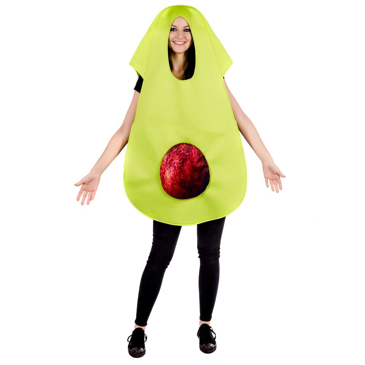 Avocado Costume, a green one-size tabard costume with padded stone detail