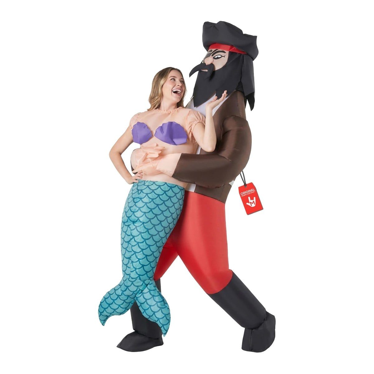 Pirate Mermaid Pick Me Up Inflatable Costume from MorphCostumes, giving the illusion of an inflatable pirate carrying the wearer as a mermaid