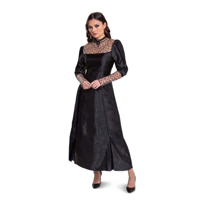 Women's Yennefer The Witcher costume from MorphCostumes, a long black dress with attached choker