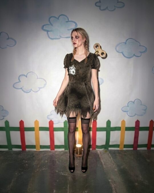 Women's Wind Up Doll Costume worn by a model, lifestyle photo