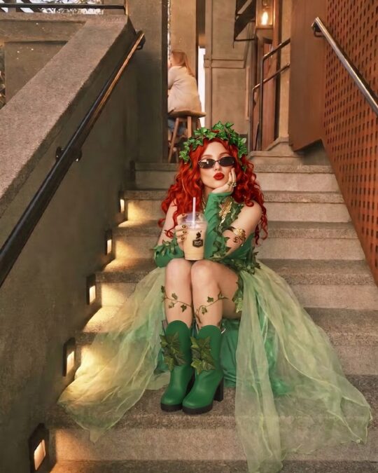 Women's Deadly Ivy Costume worn by a model, lifestyle photo