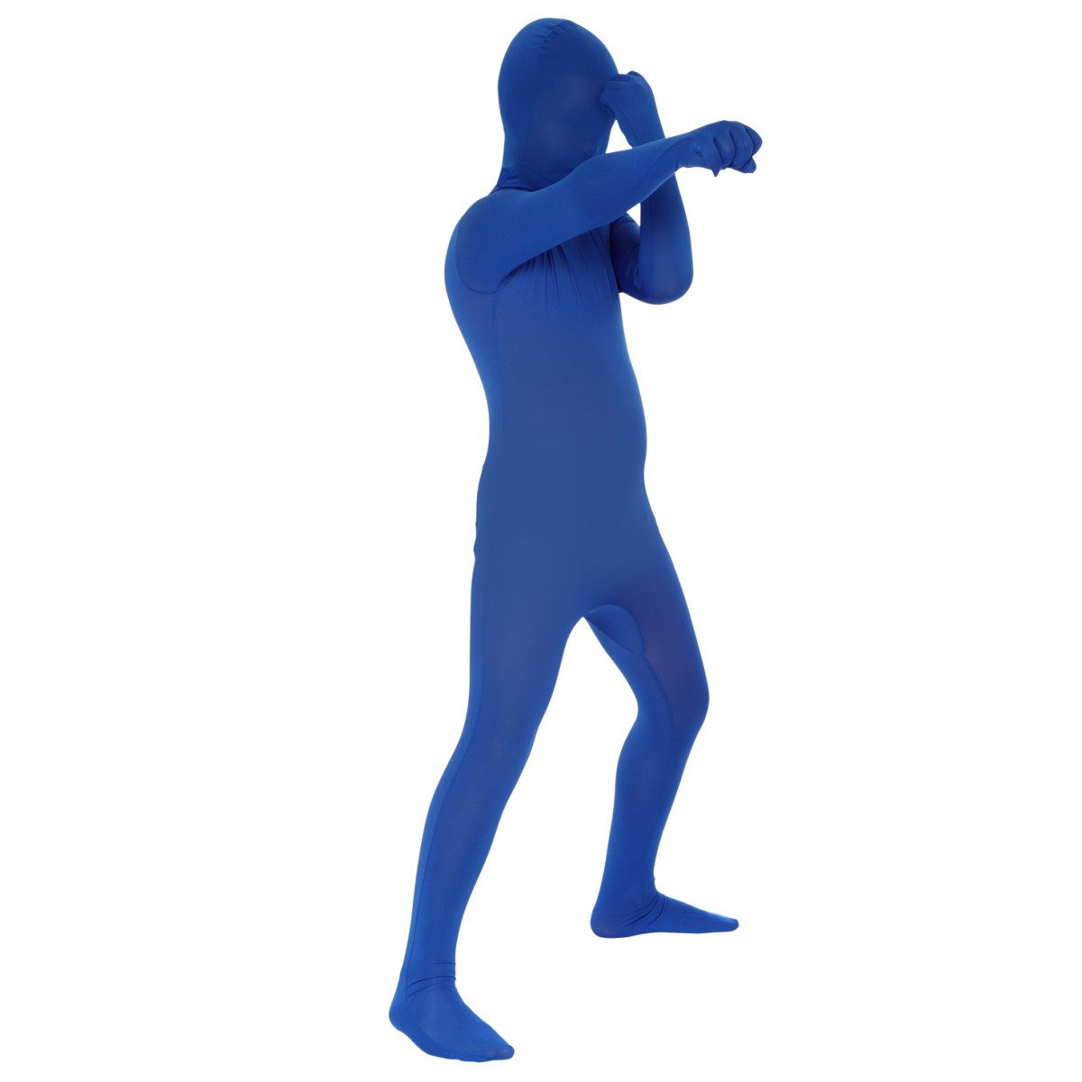 Child wearing a blue full-body Morphsuit costume