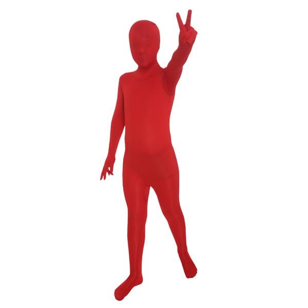 Child wearing a red full-body kids Morphsuit