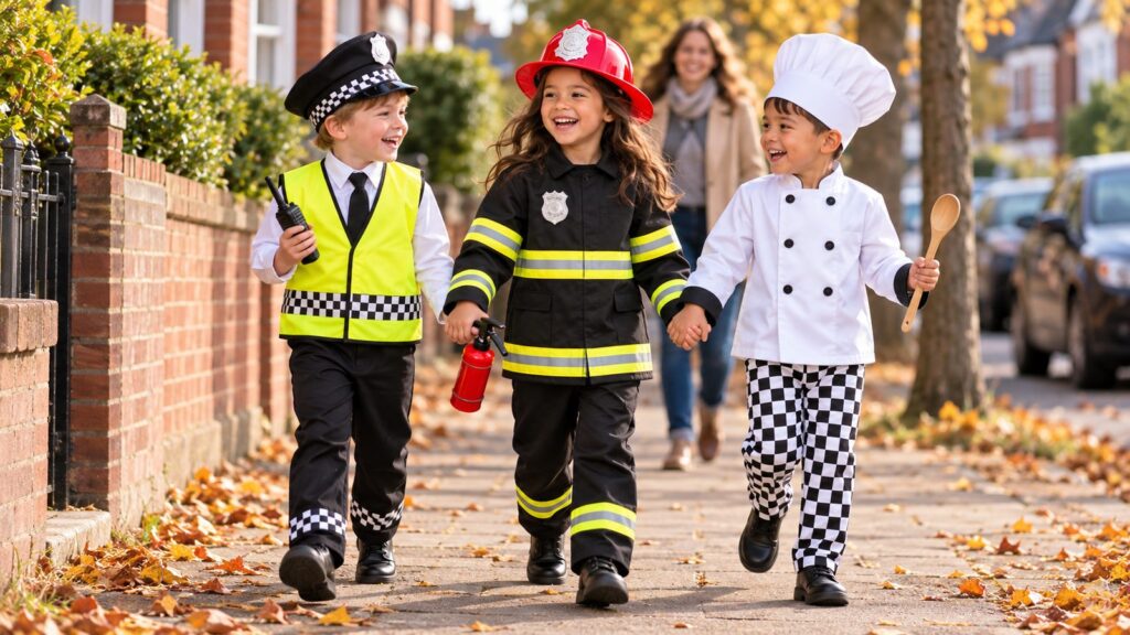 People Who Help Us: Firefighter, Police, Vet, and Chef Costumes for Kids